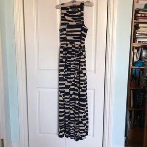 Anthropologie Maxi Dress Navy & Cream